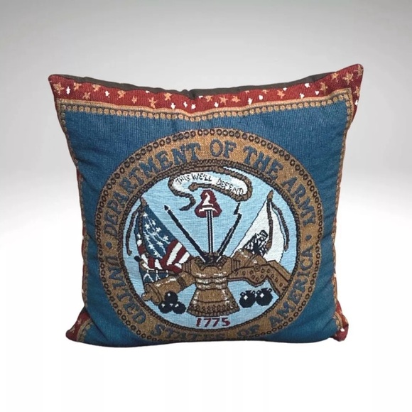 Vintage Mohawk Home US Army Tapestry Throw Pillow Cushion Military Insignia 12” - Picture 2 of 7